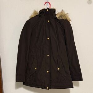 Jones New York Women's Coat: Sherpa Lining, Cinch Waist & Big, Furry Hood!